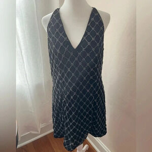 NBD Jack Gunmetal Black Halter Open Back Mini Dress Women Size XL